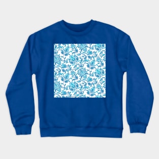 Blue Paisley White Background Crewneck Sweatshirt